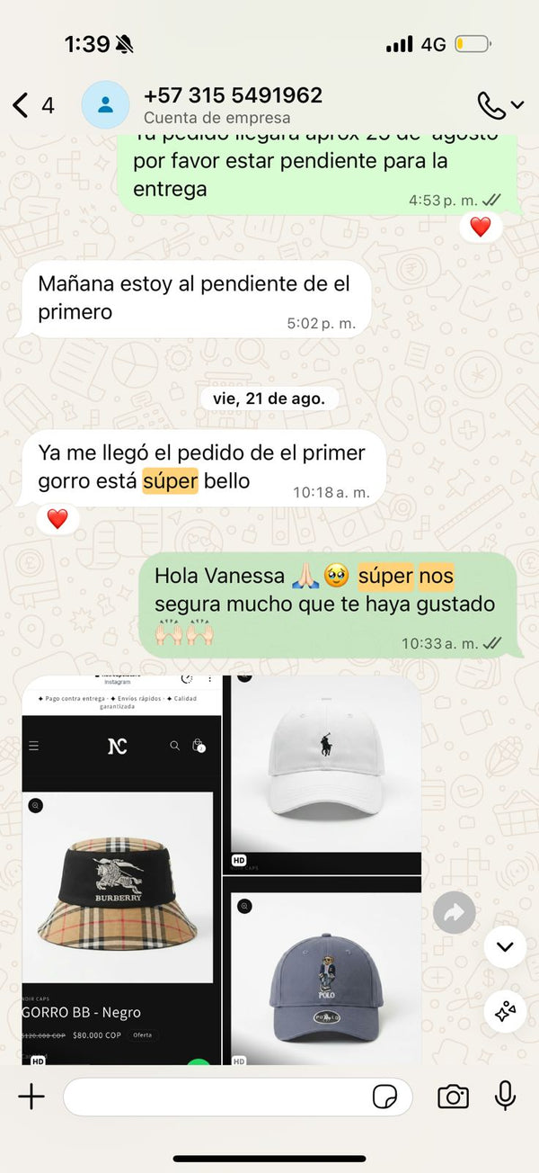Captura de conversación con cliente