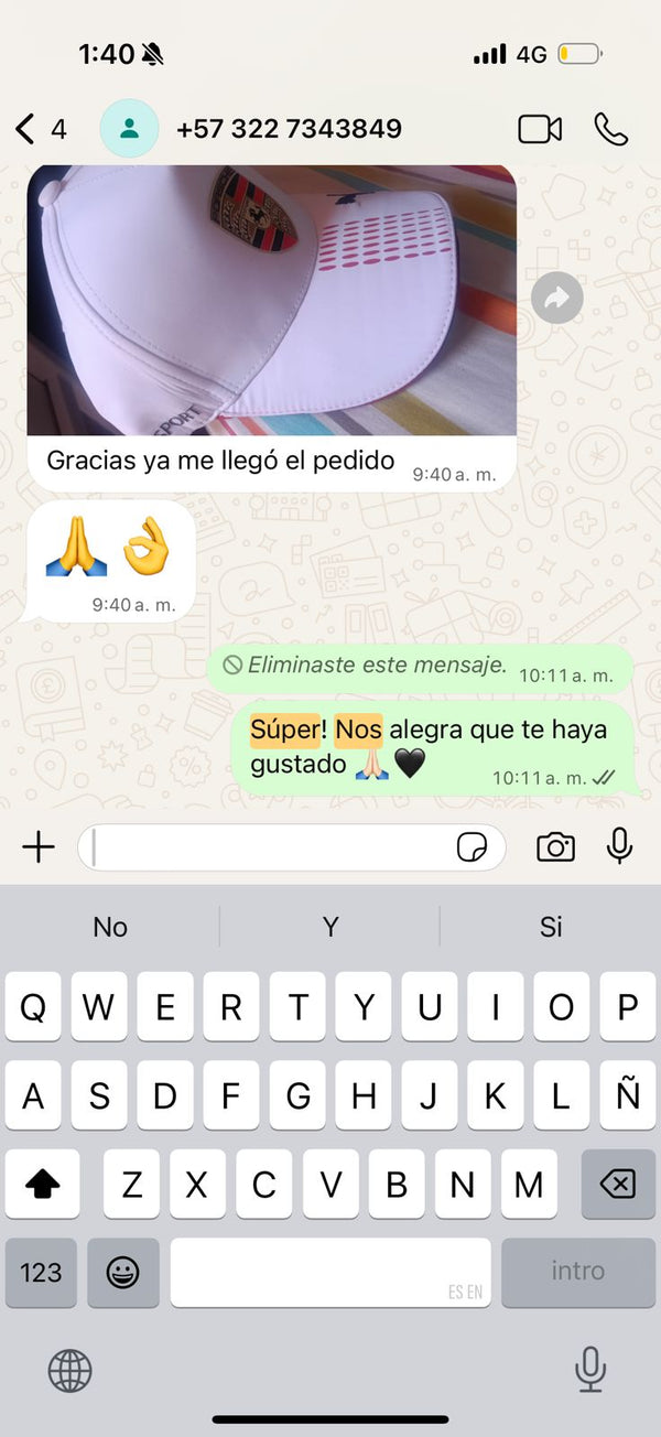Captura de conversación con cliente