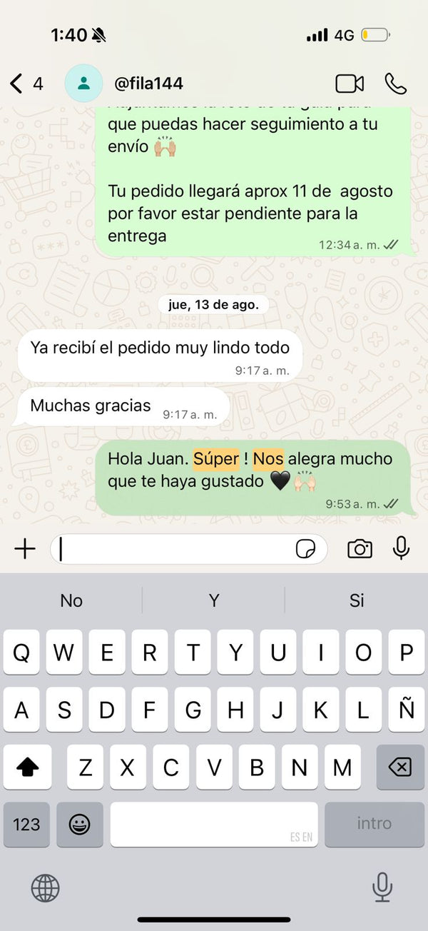 Captura de conversación con cliente